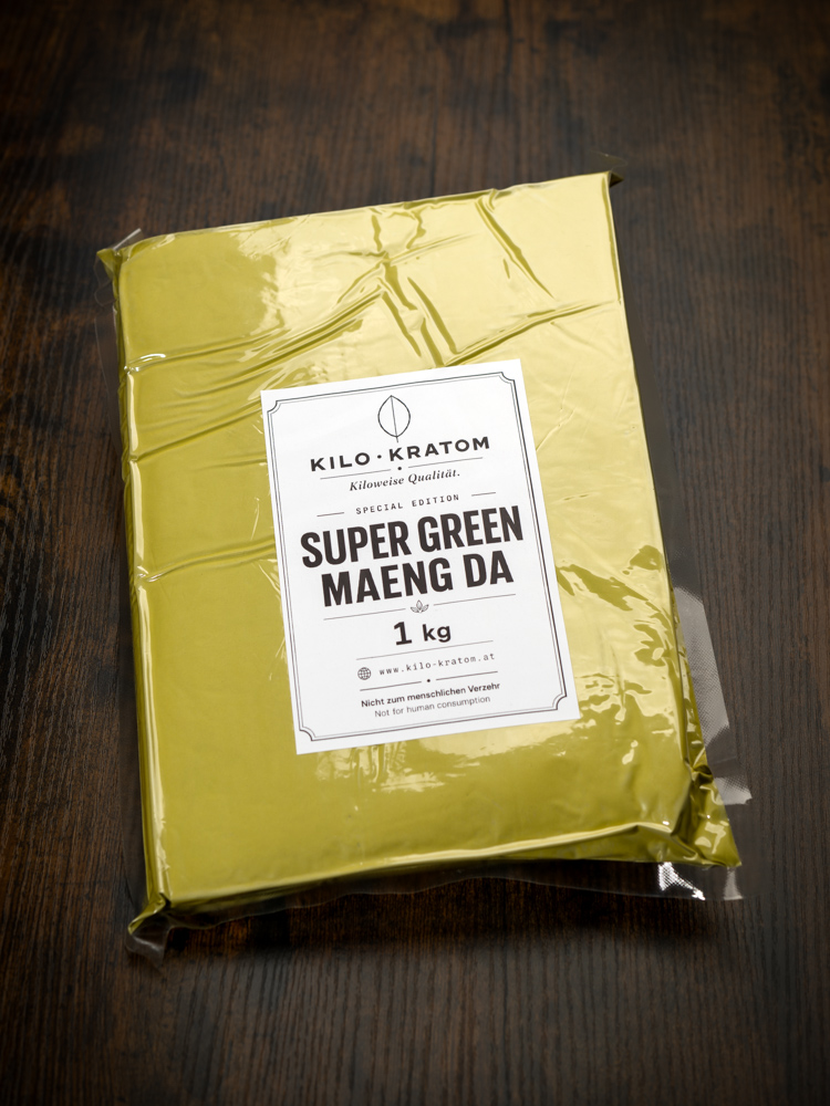 Kilo Kratom Super Green Maeng Da — 1 kg Vakuumverpackung